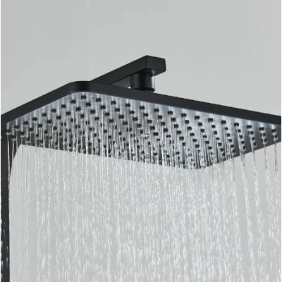 Coloana de Dus Termostatica Premium NEGRU si AURIU cu Afisaj Digital LED cadru dreptunghiular 28x19 cm Cod 104 64