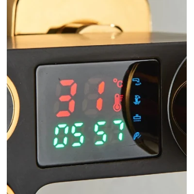 Coloana de Dus Termostatica Premium NEGRU si AURIU cu Afisaj Digital LED cadru dreptunghiular 28x19 cm Cod 104 64