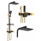 Coloana de Dus Termostatica Premium NEGRU si AURIU cu Afisaj Digital LED cadru dreptunghiular 28x19 cm Cod 104 64