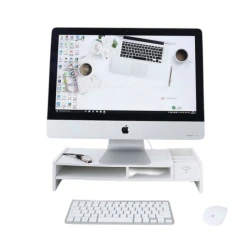 Suport monitor/laptop alb din ABS 49 x 10 x 20cm cu 5 compartimente
