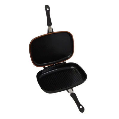 Tigaie Grill Dubla 36 cm  Garnitura Silicon   Maner Magnetic