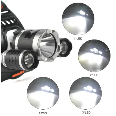 Lanterna de CAP TRIPLA 3 LED Cree-XML T6
