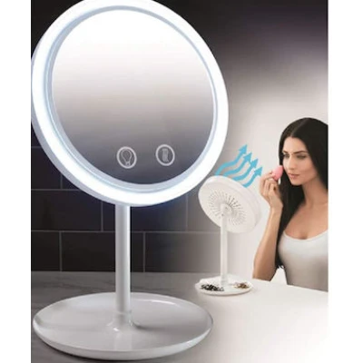 Oglinda make-up cu lumina si ventilator