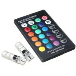 Set 2 Becuri T10 LED 12v RGB Cu Telecomanda Auto RU