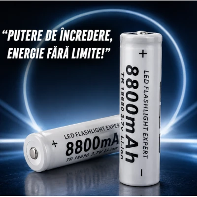Set 2 Acumulatori ALBI Li-Ion Tip 18650 8800 mAh 3.7V terminal cu varf