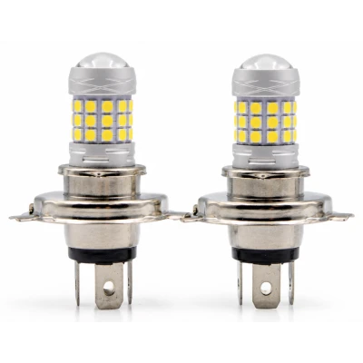 Set 2 becuri auto H4 cu 42 LED SMD 120W 6000k 12/80V doua faze lupa