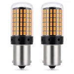 Set 2 Becuri LED semnalizare ORANGE soclu Pw 180 grade LED 1156 led 144 SMD PW21