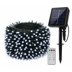 Instalatie solara 1000 LED de 100 metri cu telecomanda pentru exterior ALB RECE HS