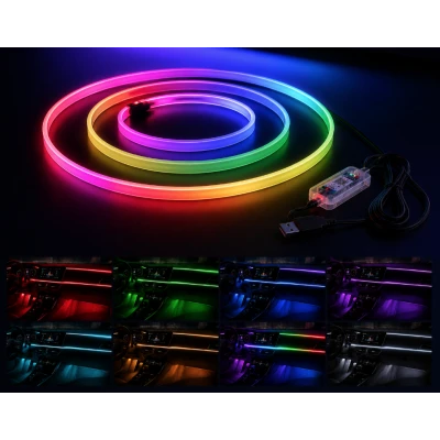 Set 2 benzi acrilice 110cm si 35cm, lumina ambientala auto RGB, alimentare USB