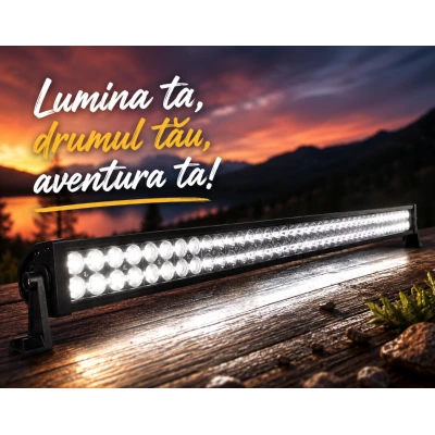 LED Bar Auto SLIM 100 CM 240W leduri pe 2 randuri 12V-24V 17.600 Lumeni