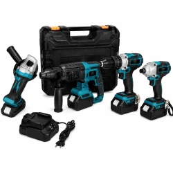 Trusa completa 4 Piese 24V 5AH ce contine : Rotopercutor Bormasina Autofiletanta de impact si  Flex