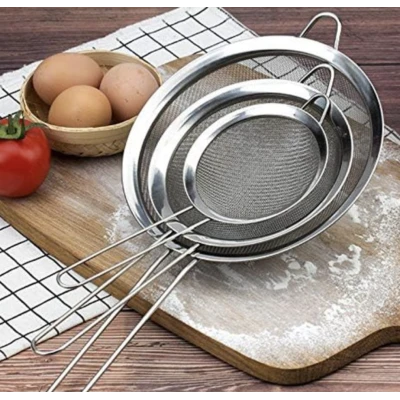 Set 3 strecuratori fine din inox cu maner dimensiuni diferite