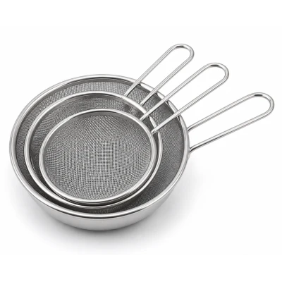 Set 3 strecuratori fine din inox cu maner dimensiuni diferite