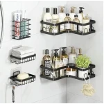 Set 5 Organizatoare pentru baie de colt montare fara gaurire Autoadezive 