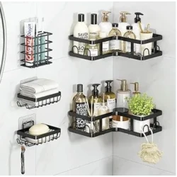 Set 5 Organizatoare pentru baie de colt montare fara gaurire Autoadezive 