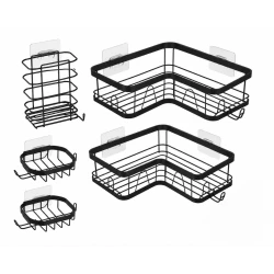 Set 5 Organizatoare pentru baie de colt montare fara gaurire Autoadezive 