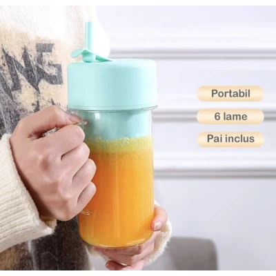 Mini blender portabil cu pahar de 420ml si incarcare USB