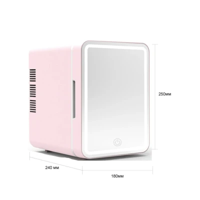 Mini frigider pentru cosmetice 12V 220V capacitate 5L Functie de Incalzire/Racire cu Oglinda LED
