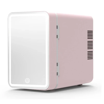 Mini frigider pentru cosmetice 12V 220V capacitate 5L Functie de Incalzire/Racire cu Oglinda LED