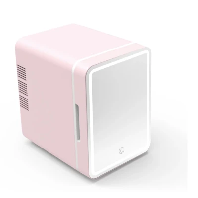 Mini frigider pentru cosmetice 12V 220V capacitate 5L Functie de Incalzire/Racire cu Oglinda LED