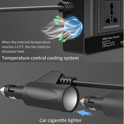 Invertor curent auto 300W 12V/220V USB CC8200