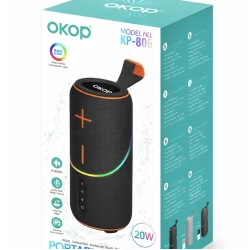 Boxa portabila bluetooth OKOP KP 806 RGB de 20W Bas puternic sunet la 360
