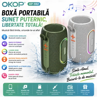 Boxa portabila KP 592 lumini RGB Bass puternic colorata