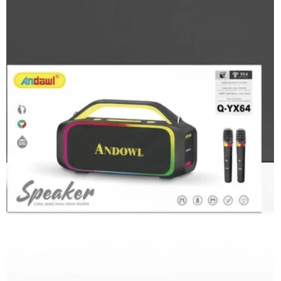 Boxa wireless Bluetooth cu 2 microfoane si iluminare RGB Andowl Q YX64