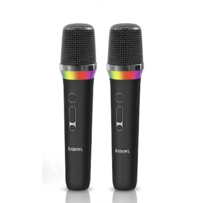 Boxa wireless Bluetooth cu 2 microfoane si iluminare RGB Andowl Q YX64