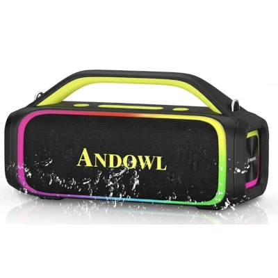 Boxa wireless Bluetooth cu 2 microfoane si iluminare RGB Andowl Q YX64