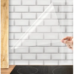 Set 2 Folii de protectie transparente pentru bucatarie autocolanta rezistenta la temperaturi mari 60x300cm