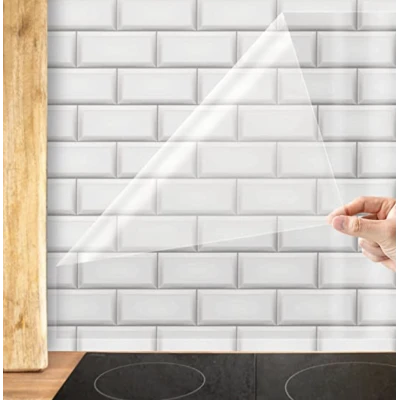 Set 2 Folii de protectie transparente pentru bucatarie autocolanta rezistenta la temperaturi mari 60x300cm