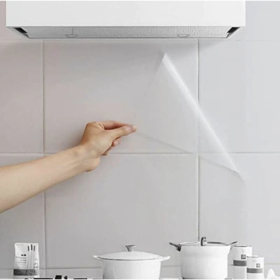 Set 2 Folii de protectie transparente pentru bucatarie autocolanta rezistenta la temperaturi mari 60x300cm