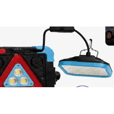 Lampa multifunctionala COBA CB 7138 panou solar triunghi de avertizare lumina COB si Magnet