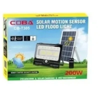 Proiector solar LED COBA CB T305 putere 200W panou solar separat senzor de miscare Telecomanda