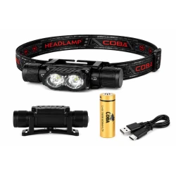 Lanterna de cap COBA CB T842 cu 2 LED de mare putere zoom reglabil acumulator 18650 Inclus