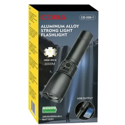 Lanterna LED de mana profesionala COBA CB X86 1 cu Power Bank Afisaj Digital
