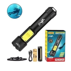 Lanterna de scufundari COBA CB 505D LED XHP50 + COB reincarcabila USB Type C Impermeabila