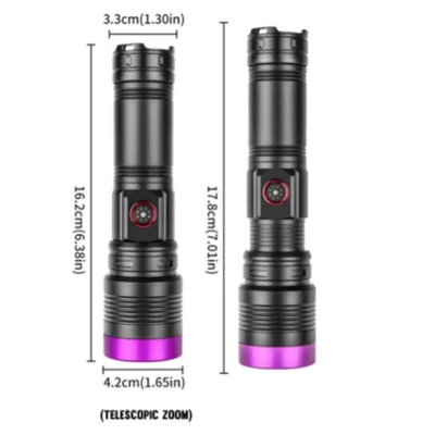 Lanterna de mana UV Profesionala COBA CB UV979 LED UV 4 in 1 Zoom Reglabil 9800 mAh verificare bancnote