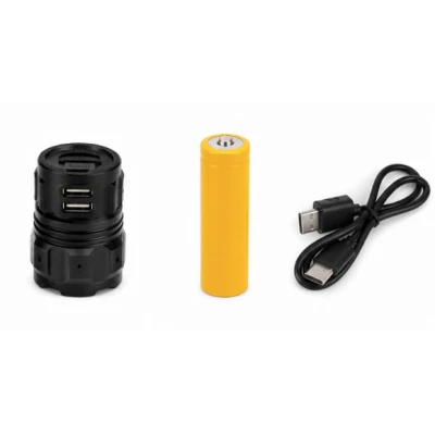 Lanterna de mana LED CB B201 4 LED Alb + Rosu + Albastru + Galben Acumulator 3750 mAh Zoom Reglabil