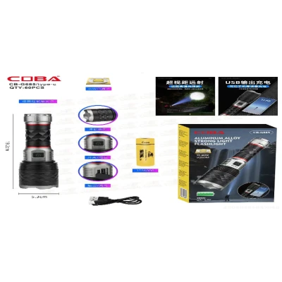 Lanterna de mana COBA CB G685 Reincarcabila USB Zoom Reglabil Power Bank Acumulator 26650 9800 mAh