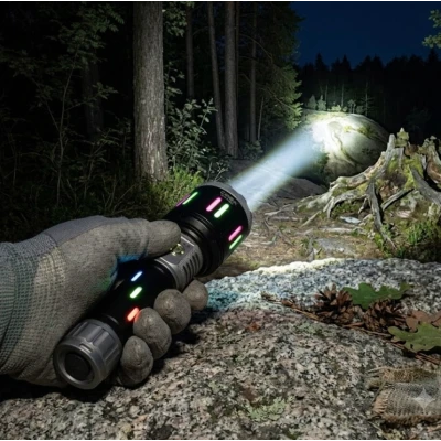 Lanterna de mana LED Profesionala COBA CB G683 de 80W Acumulator 26650 USB Power Bank Raza pana la 1000m