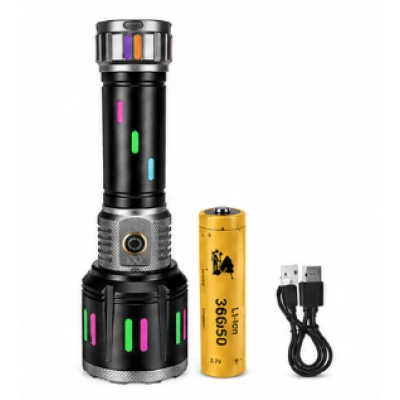 Lanterna de mana LED Profesionala COBA CB G683 de 80W Acumulator 26650 USB Power Bank Raza pana la 1000m
