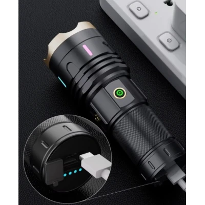 Lanterna de mana LED CB X120 de 30W USB Acumulator 26650 Power Bank Raza pana la 3000m