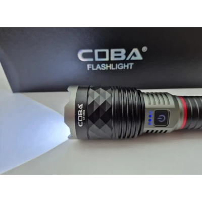 Lanterna de mana LED Profesionala COBA CB G686 de 30W USB Power Bank raza pana la 3000m carcasa din Aluminiu