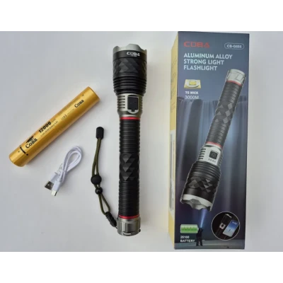 Lanterna de mana LED Profesionala COBA CB G686 de 30W USB Power Bank raza pana la 3000m carcasa din Aluminiu