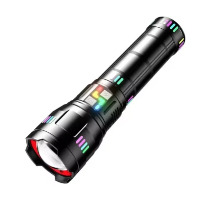 Lanterna LED COBA CB W518 de 3000m raza zoom telescopic power bank afisaj digital corp din aluminiu