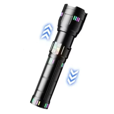 Lanterna LED COBA CB W518 de 3000m raza zoom telescopic power bank afisaj digital corp din aluminiu