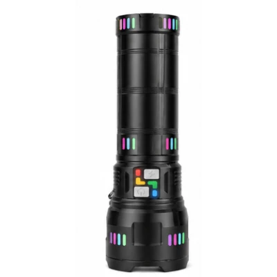 Lanterna LED COBA CB W518 de 3000m raza zoom telescopic power bank afisaj digital corp din aluminiu