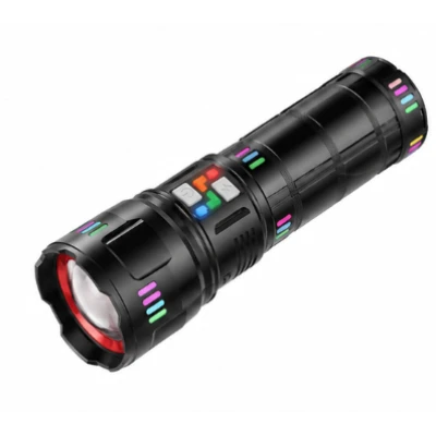 Lanterna LED COBA CB W518 de 3000m raza zoom telescopic power bank afisaj digital corp din aluminiu